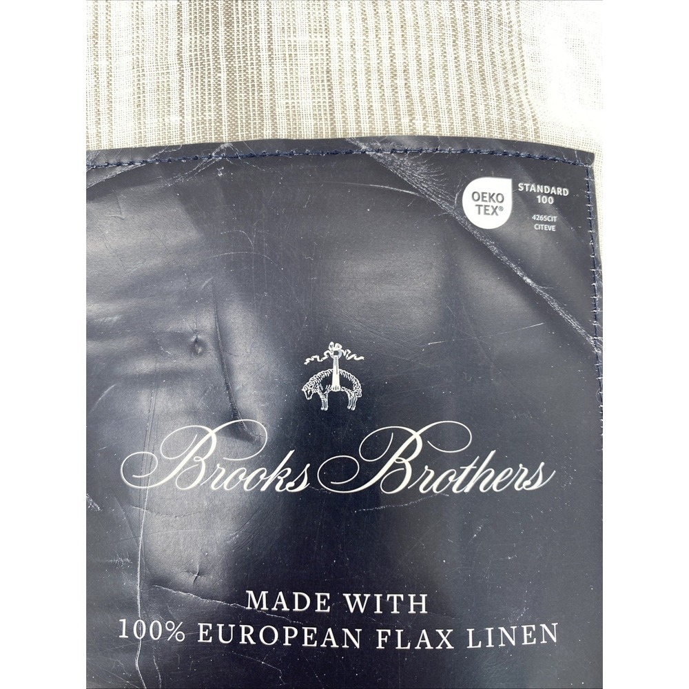 Brooks Brothers Duvet Set QUEEN Cream Beige Stripe 100% European Flax Linen - Picture 2 of 14